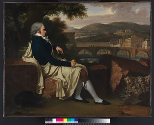 Allen Smith seated Above the River Arno, contemplating Florence, 1797